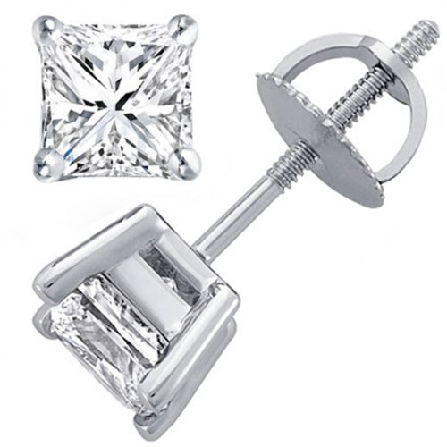 Buy 0.63 Carat (ctw) 14K Princess Gold Princess Cut White Diamond ...
