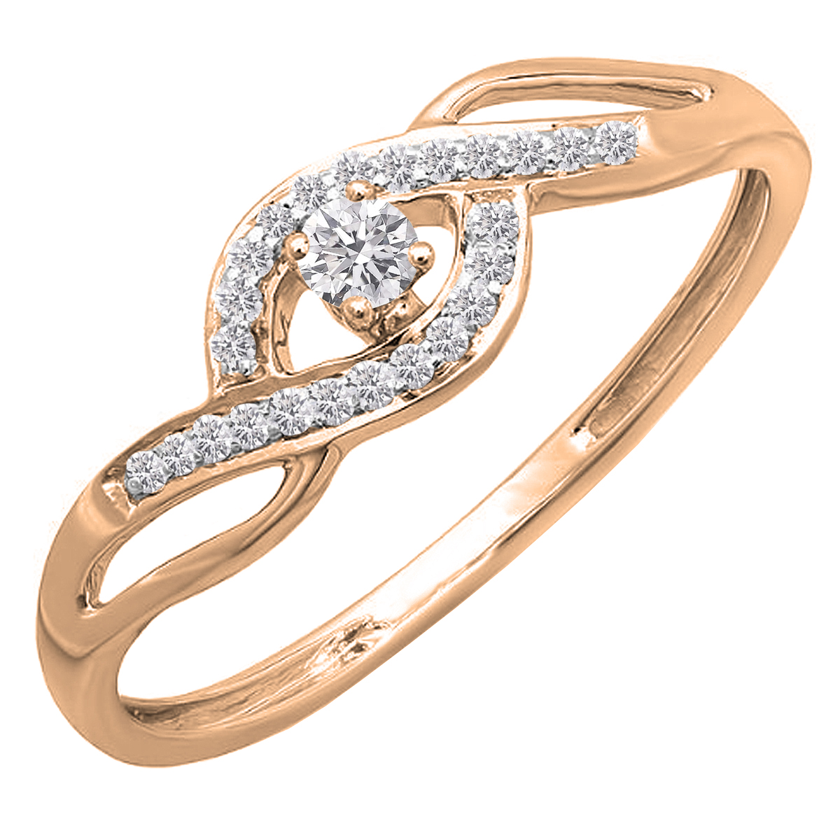 10K Rose Gold Clover-Shaped Diamond Promise Ring, CDD3105-1P