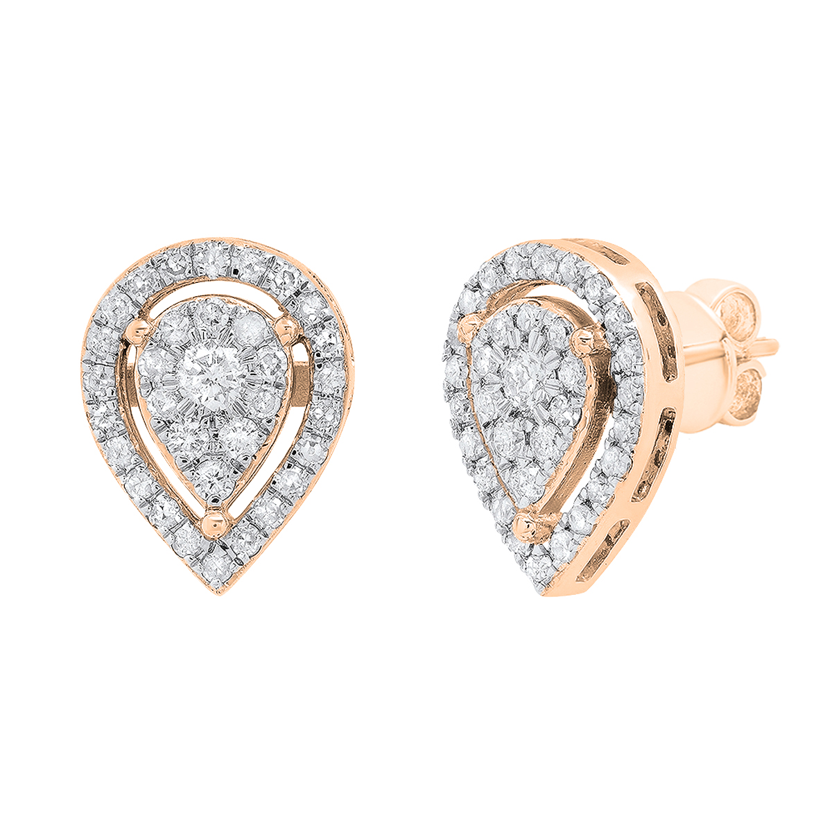 Stylish Rose Gold Diamond Earrings 18K Rose Gold