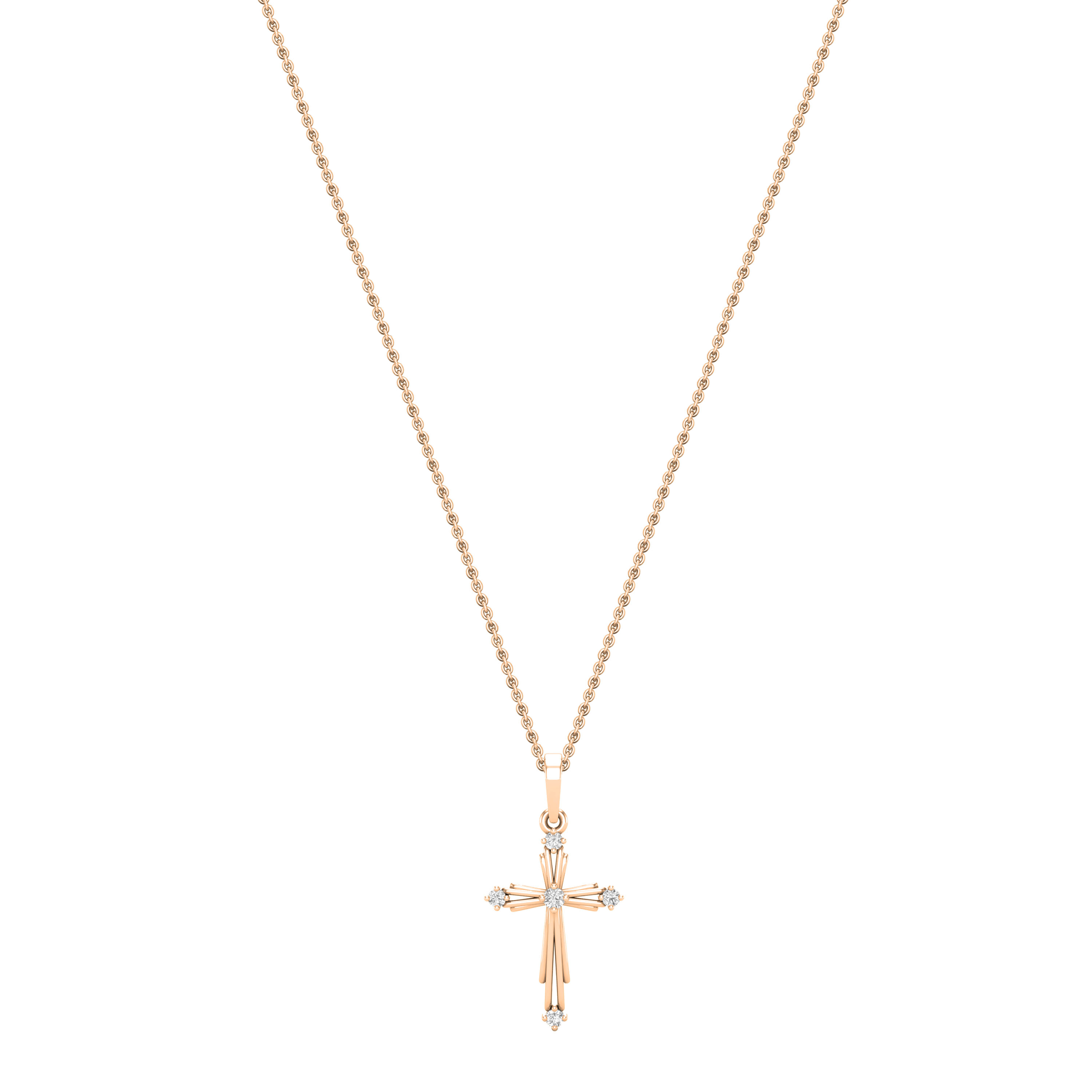 Buy 5 Stone Round Lab Grown White Diamond Cross Pendant for Women