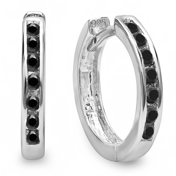 Buy 11.00 mm 0.15 Carat (ctw) Small 11mm Sterling Silver Round Black