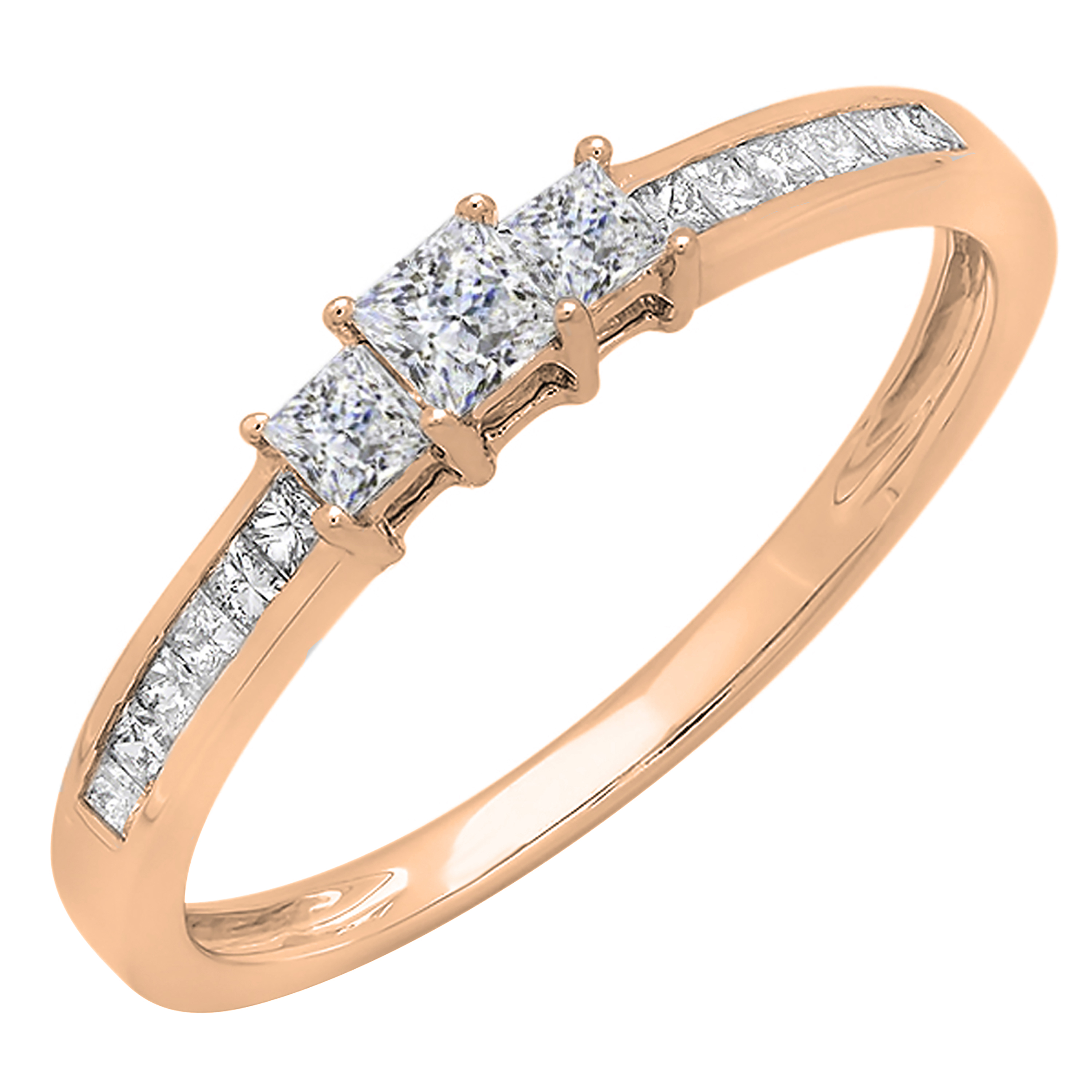 14K Rose Gold Complete Bridal Diamond Ring (7/8 Ct. Tw.) - International Gems