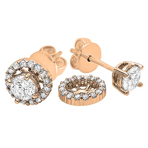 1/4 Carat Diamond Halo Stud Earrings In 10K Rose Gold - Everyday Luxury Earrings