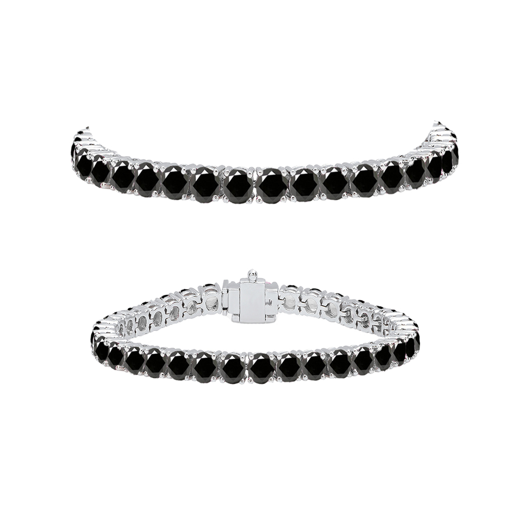 Buy 8.00 Carat (ctw) 10K White Gold Round Cut Real Black Diamond Ladies Tennis Bracelet 8 CT Online at Dazzling Rock