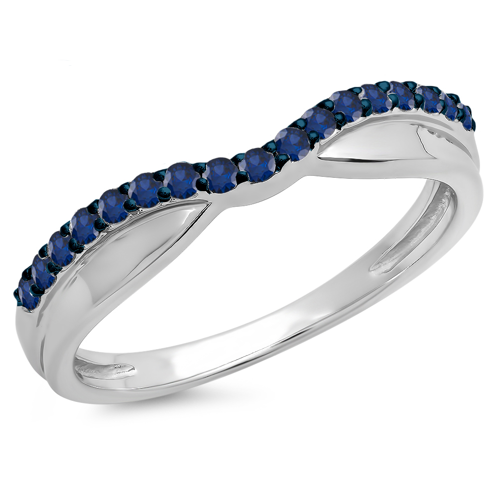 Buy 0.25 Carat (ctw) 14K White Gold Round Cut Blue Sapphire