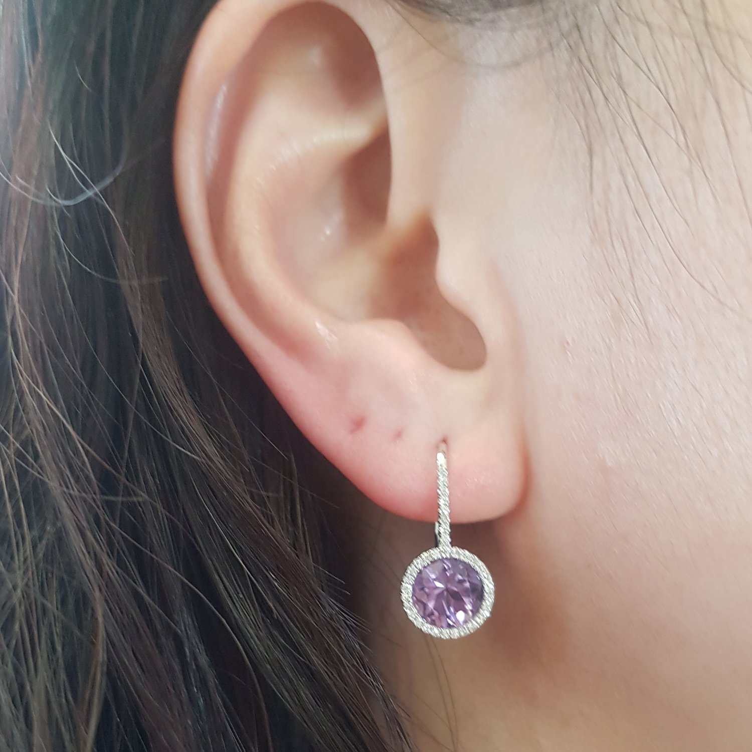 Buy 0.74 Inch 3.70 Carat (ctw) 10K White Gold Round Cut Amethyst