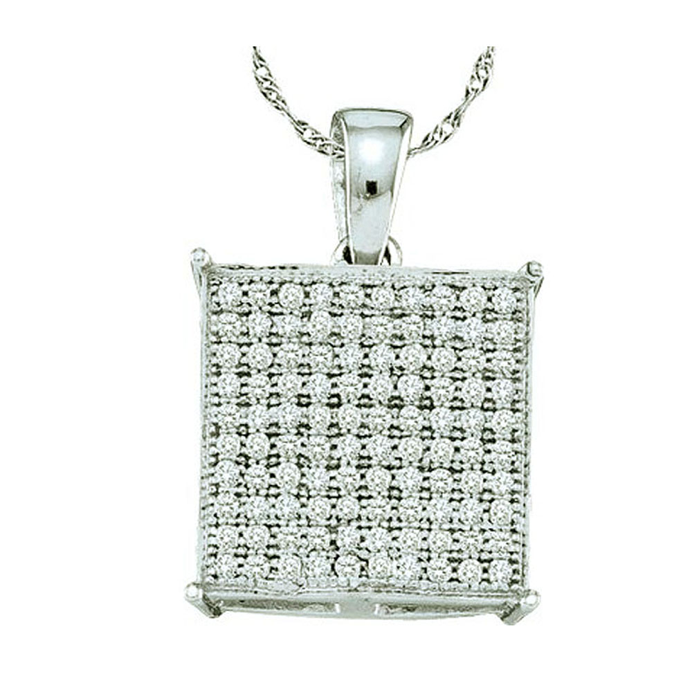 10K White Gold Round Dimaond Padlock Statement Pendant 1.30 Pave Charm  2.35 CT.