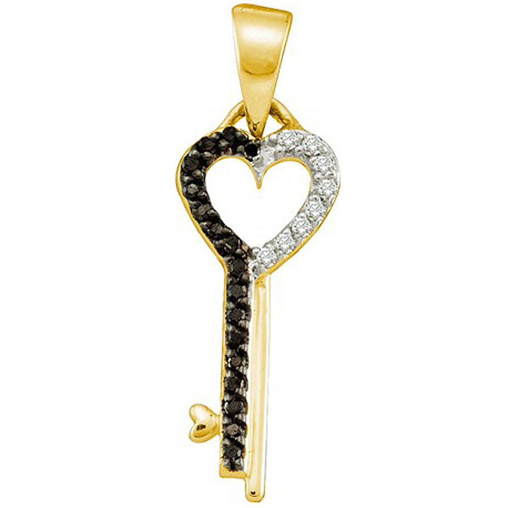 Buy 0.12 Carat (ctw) 10k Yellow Gold Black & White Diamond Ladies