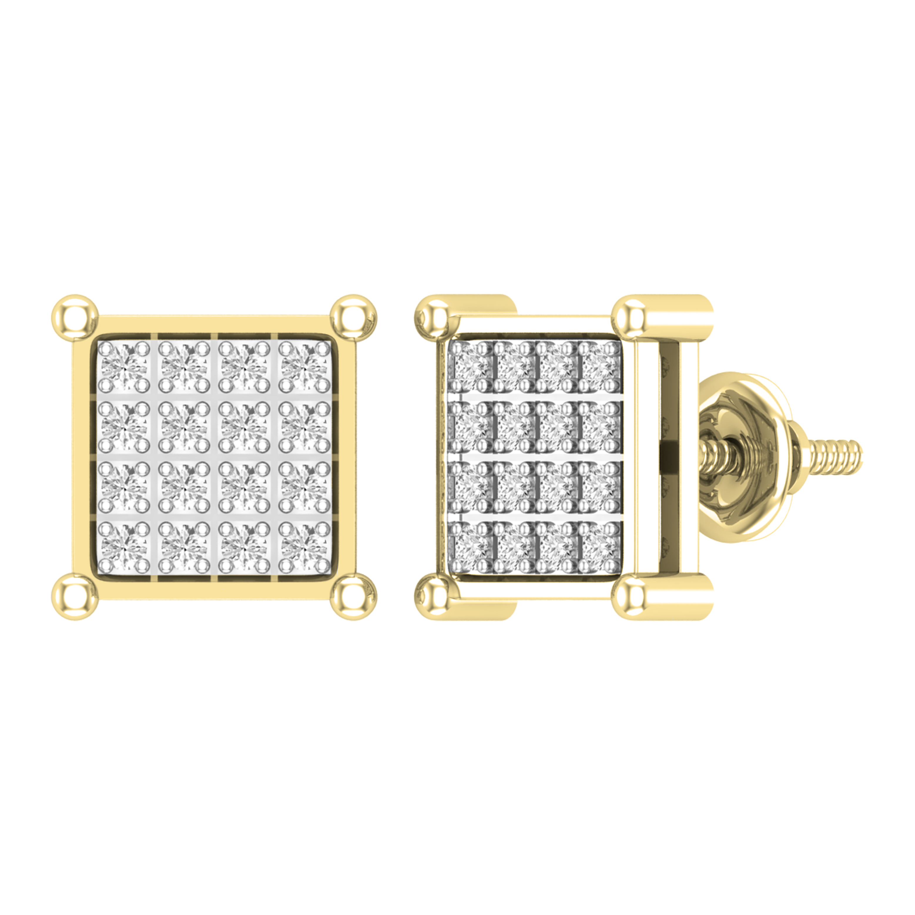 Dazzlingrock Collection Round Diamond Square Stud Earrings - Unisex Screwback Earrings With Natural Gemstones - View #13