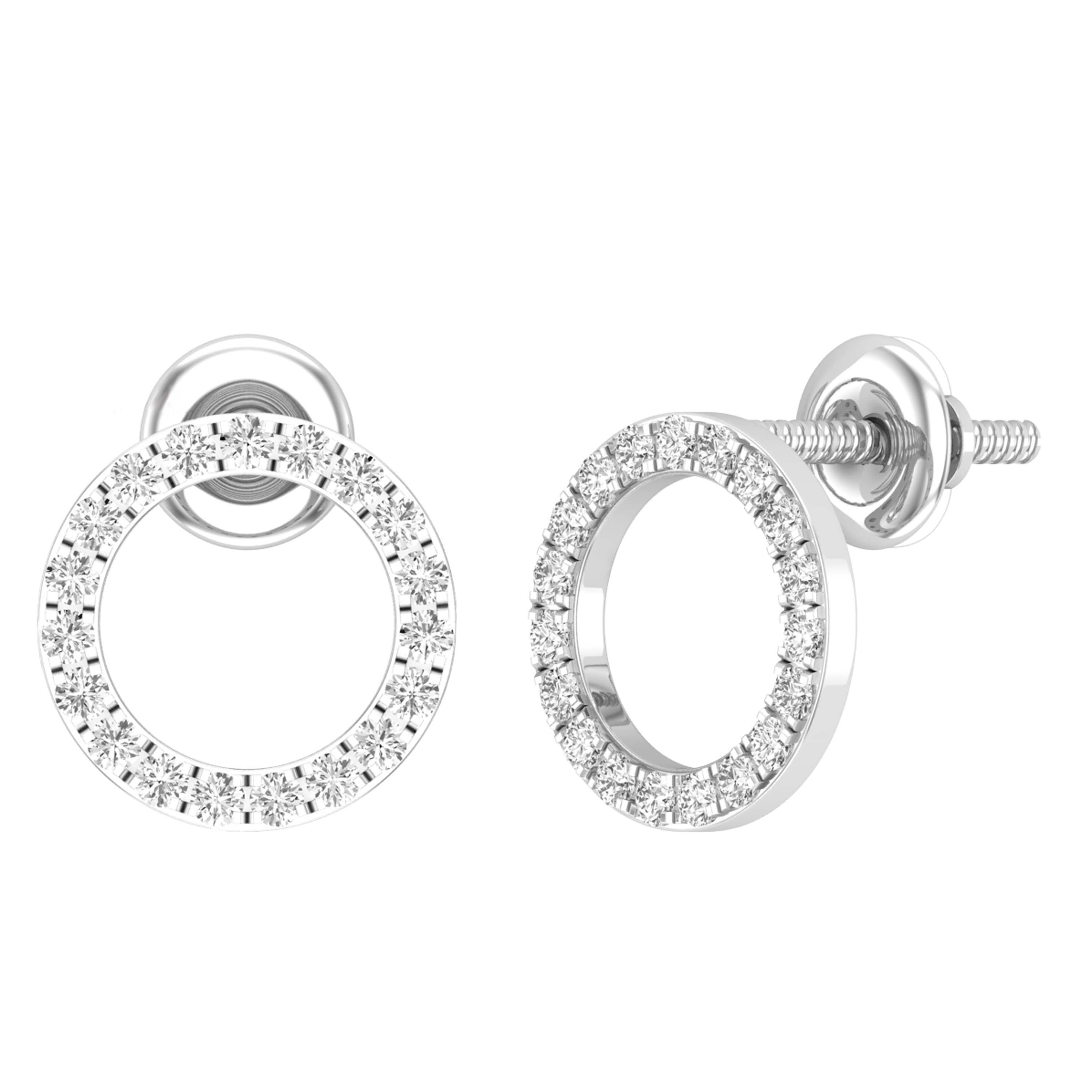 Round Brilliant 0.25 ctw VS2 Clarity, I Color Diamond 14kt White Gold  Screwback Stud Earrings