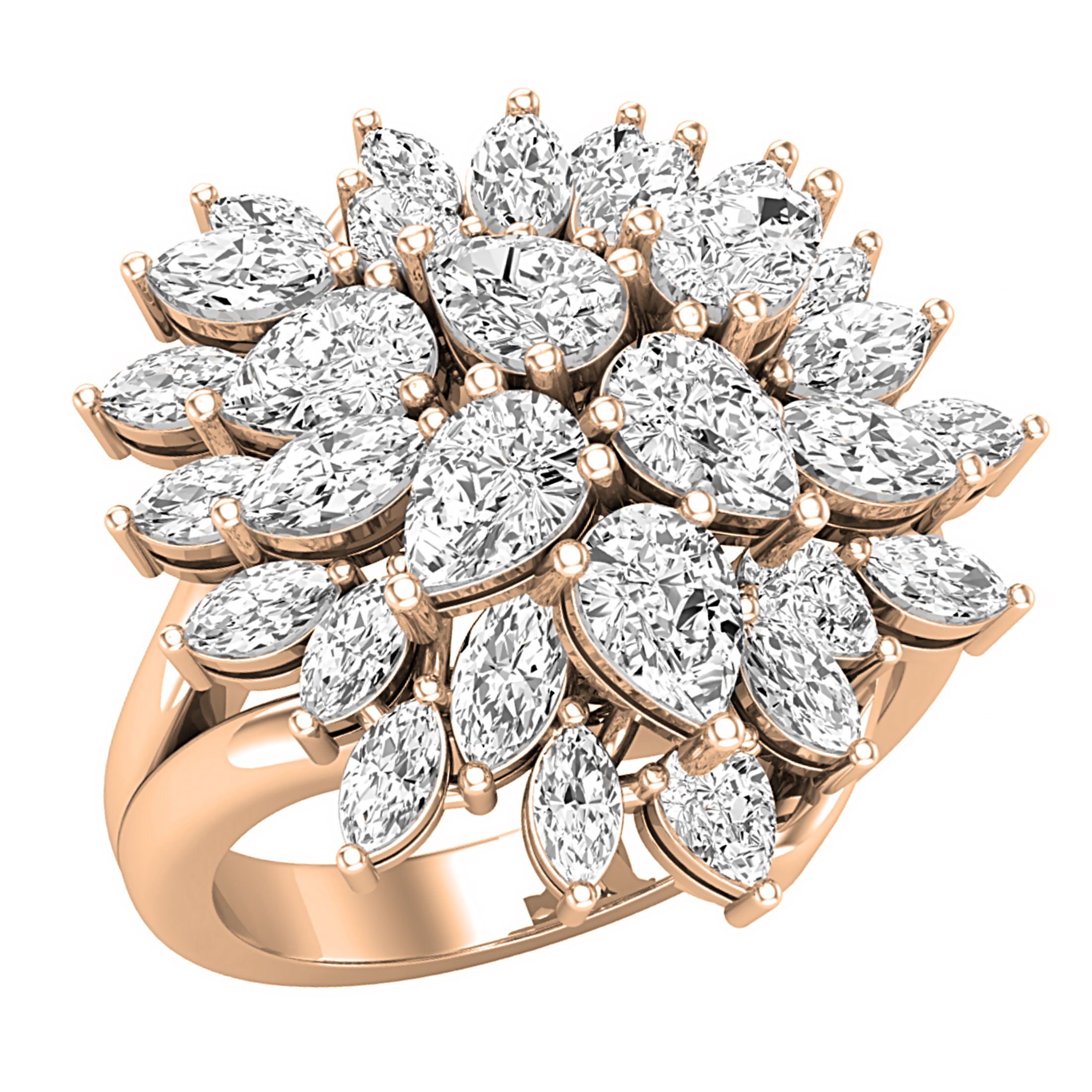 ☆nff☆ cluster ringwhite nff1 White Diamond 10k White Gold Cocktail Cluster Ring 3.00ctw