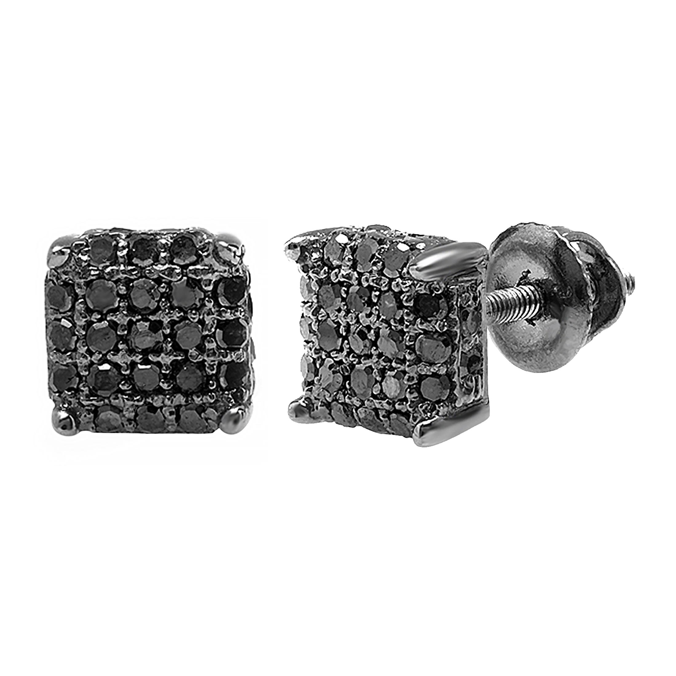 Round Cluster Earrings Black cheapest Diamond 925