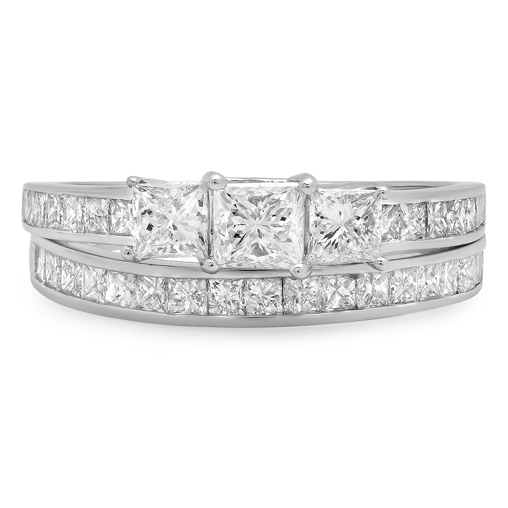 Buy 7.1 mm 1.75 Carat (ctw) 14k White Gold Princess Diamond Ladies ...
