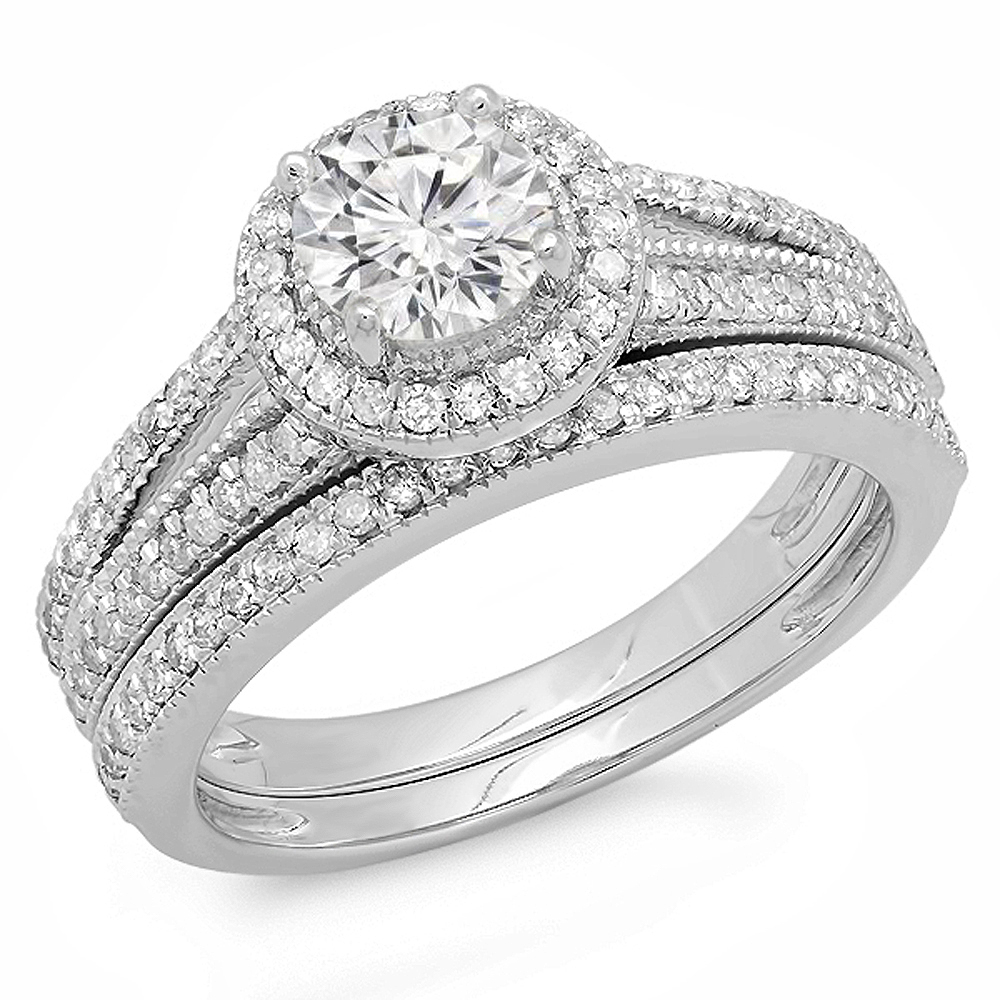 1.25 ctw Round Accented Solitaire Bridal Set 4