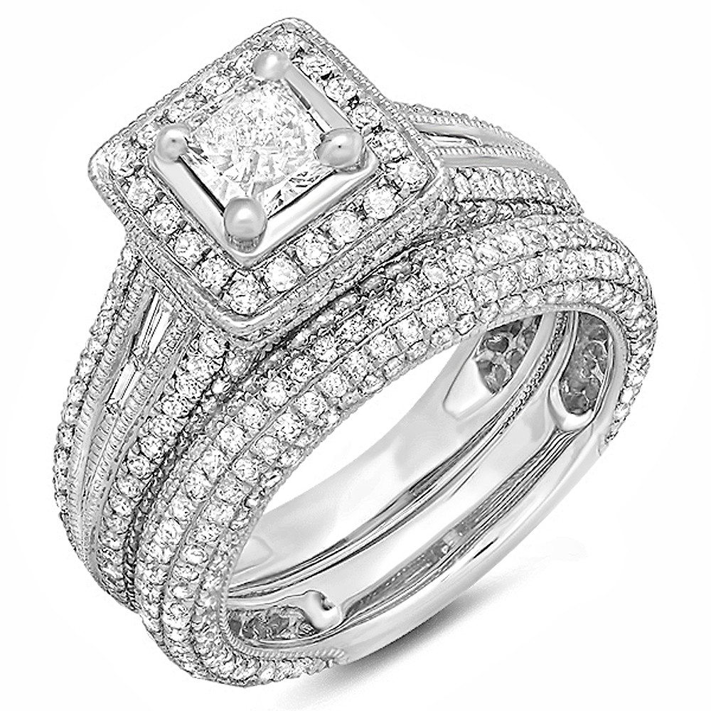 2.30 CT TWO-ROW DIAMOND WHITE GOLD WEDDING BAND