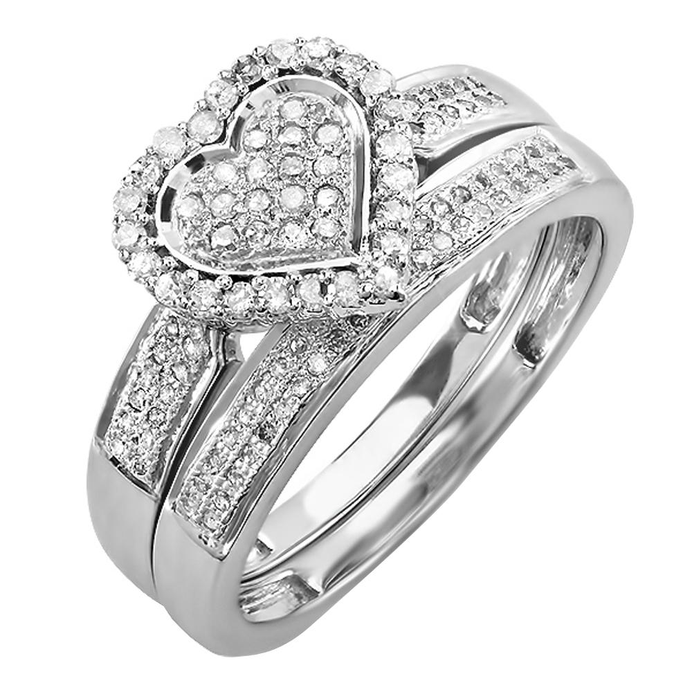 Buy 10 mm 0.38 Carat (ctw) 10k White Gold Round Diamond Ladies Bridal ...