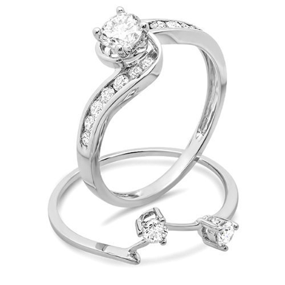 Buy 7.6 mm 0.90 Carat (ctw) 10k White Gold Round Diamond Ladies Swirl