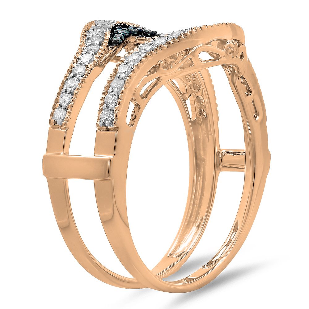 Buy 14.8 mm 0.50 Carat (ctw) 10K Rose Gold Round Blue & White Diamond