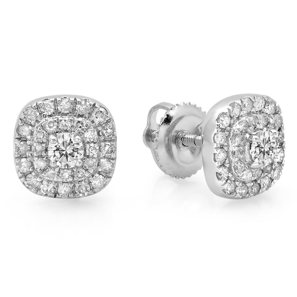 Cluster Stud Earrings with 0.50 Carat TW of Diamonds in 10kt White Gold