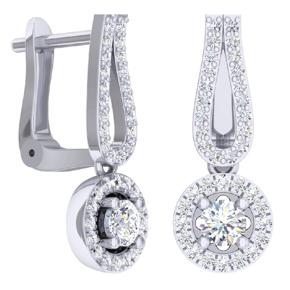 Buy 17.80 mm 0.60 Carat (ctw) 10K White Gold Round White Diamond Ladies