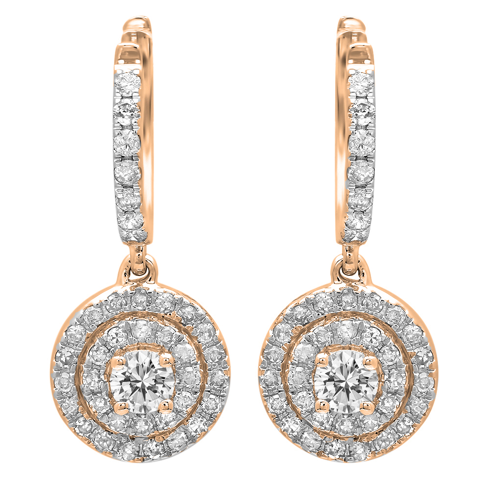 Ashoka Diamond Drop Earrings in 18K Rose Gold, Style #E-2377P-GROUP-18KP