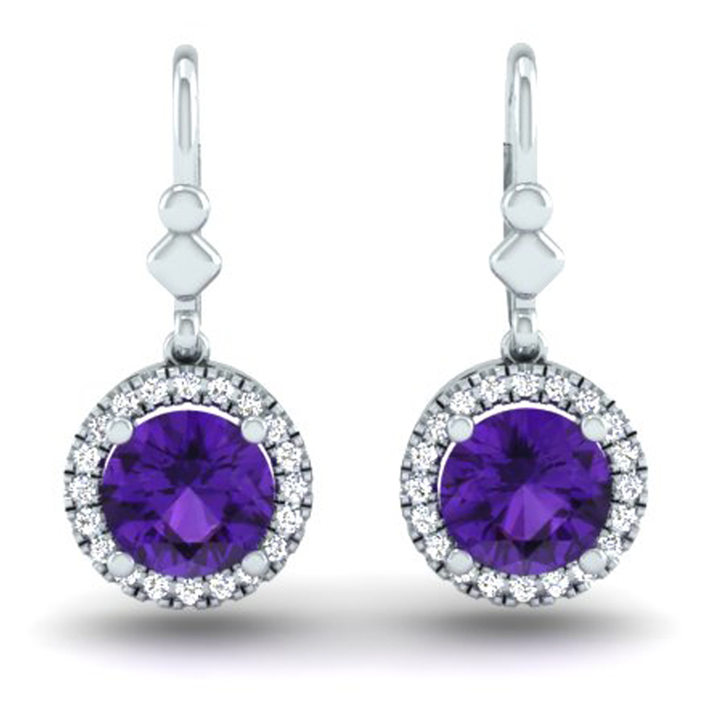 Buy 22.20 mm 1.90 Carat (ctw) 10K White Gold Round Amethyst & White