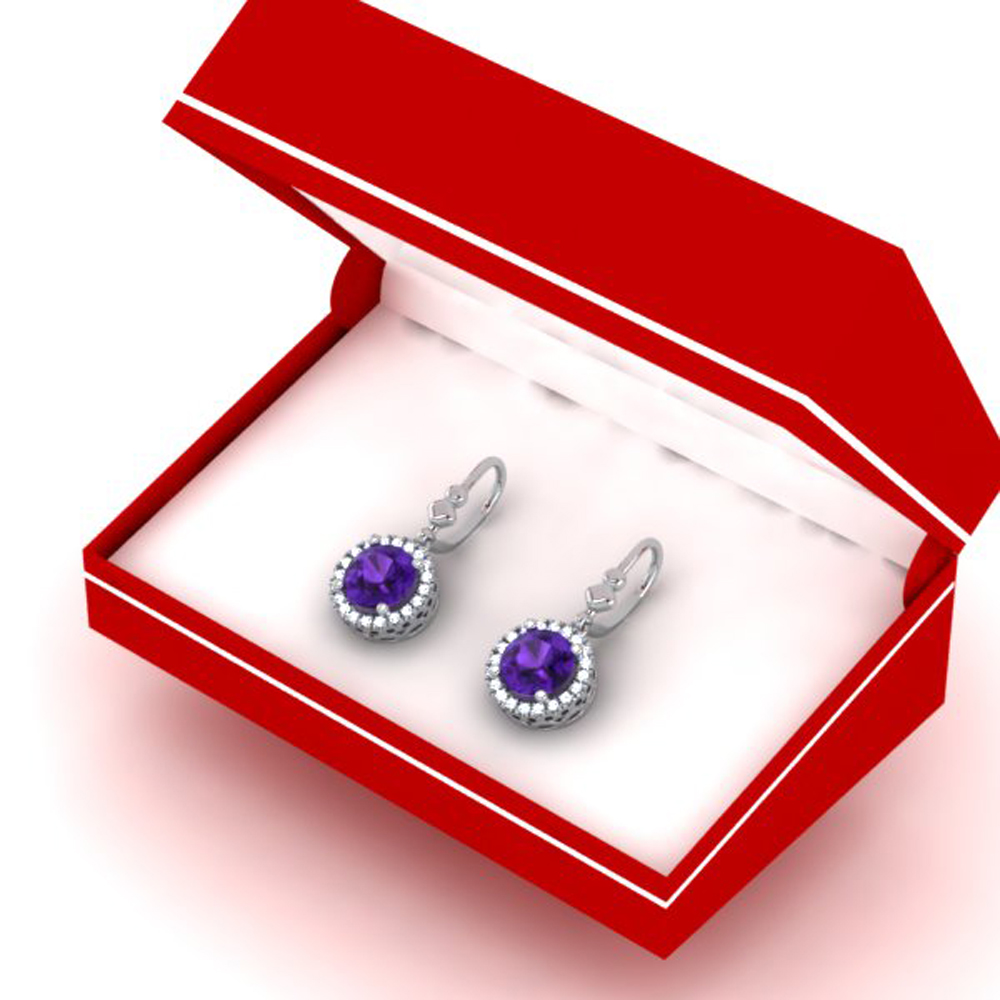 Buy 22.20 mm 1.90 Carat (ctw) 10K White Gold Round Amethyst & White