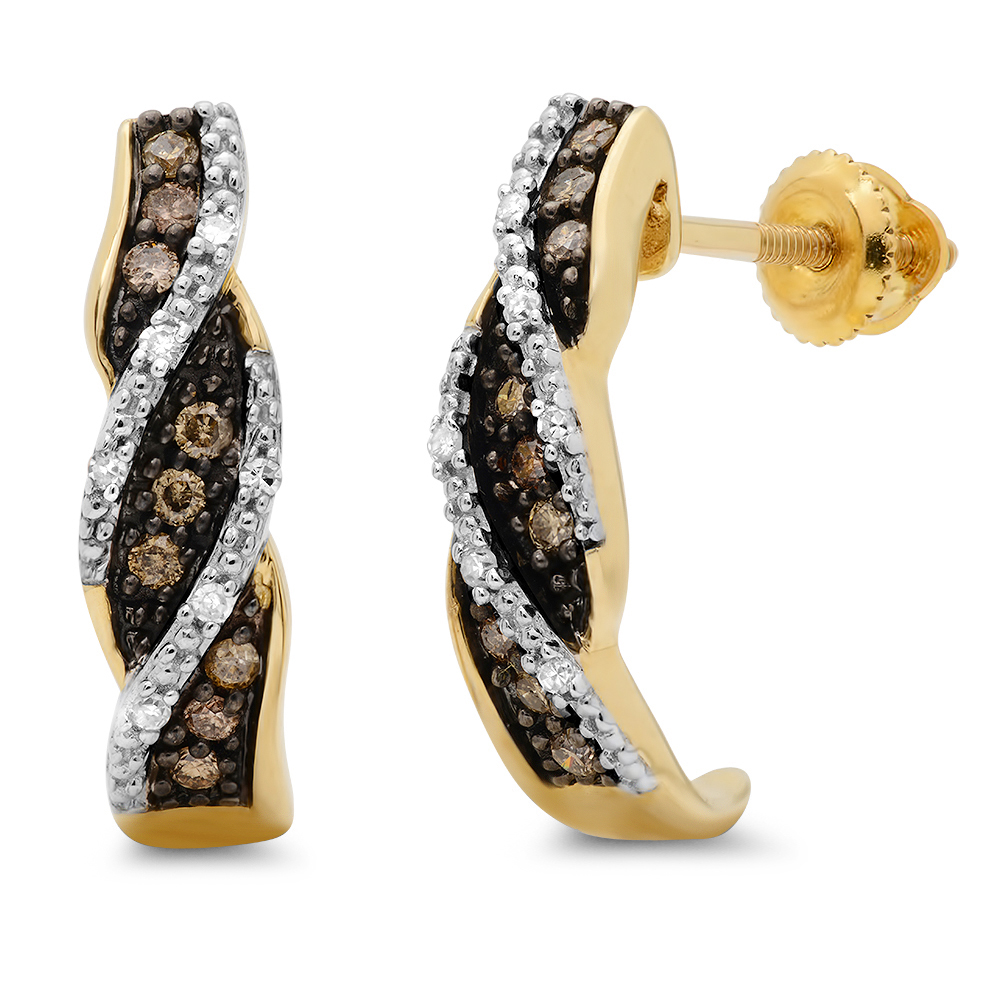 0.37 ctw Diamond Hoop Earrings in 14k Yellow Gold