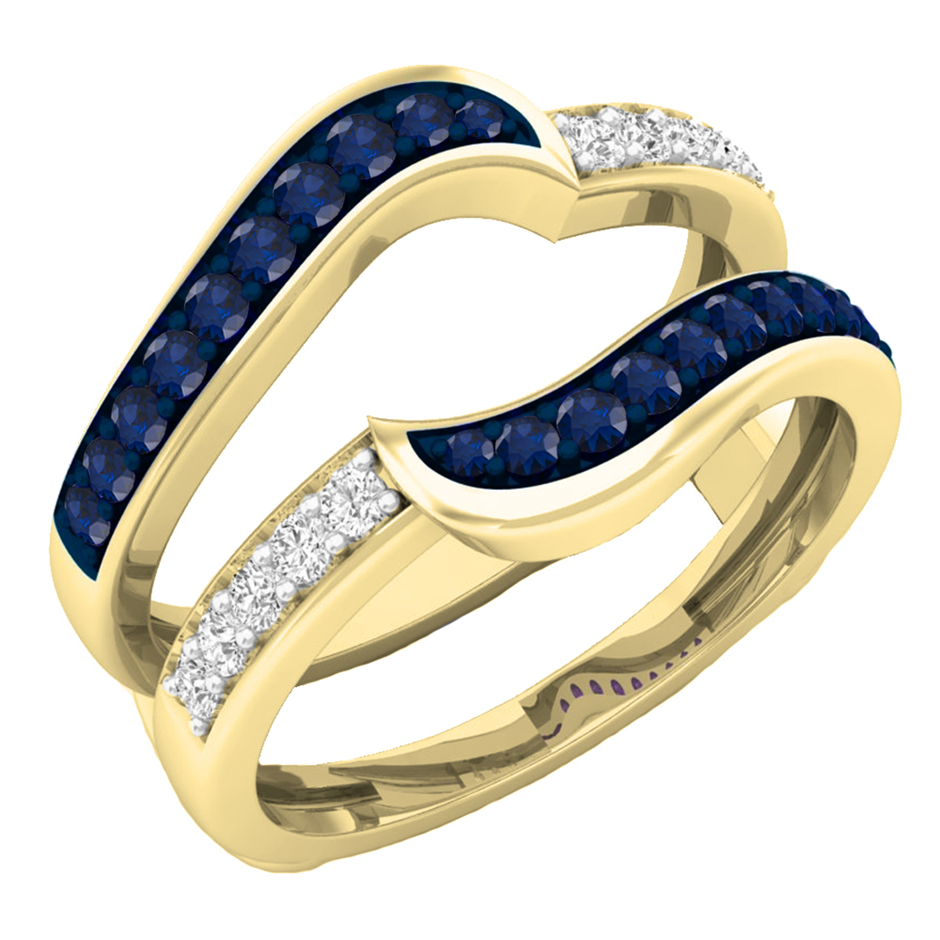 Sapphire ring guard yellow on sale gold