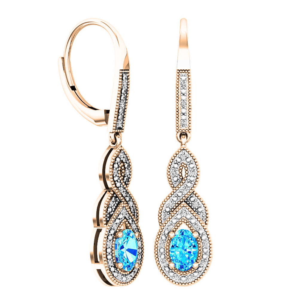 Vintage 10K Yellow Gold offers Blue Topaz Drop Dangle Earrings