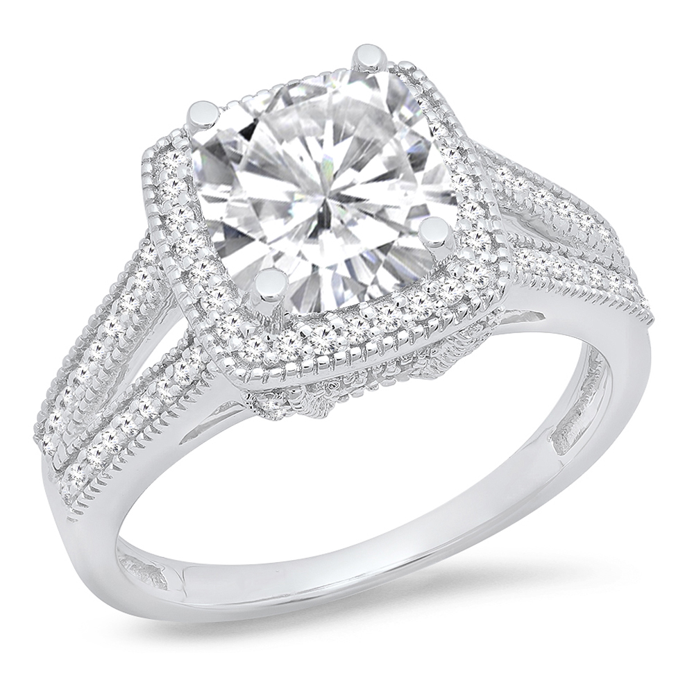 Round Diamond Halo Engagement Ring, .90 Carat Center, 14K White Gold