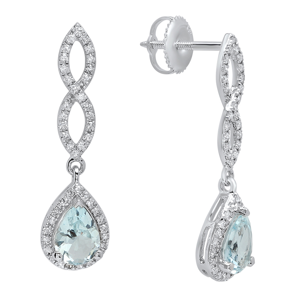 [Golden dew] 韓国☆18K Gold☆Dainty Aquamarine Earring Aquamarine Crystal Earrings Gold Dangle Drop Earring