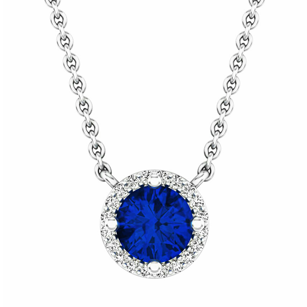 18KW DIAMOND AND BLUE SAPPHIRE NECKLACE