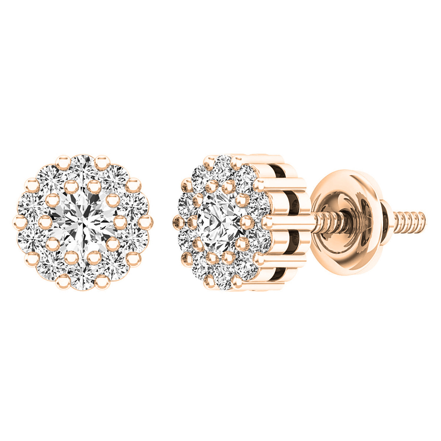 Cluster Earring, 14K Rose Gold Plated, Unique Trendy Earring, 1.2 Ct Round Cut Diamond Earring, Stud Earring, Fancy New Style Earring To store Her