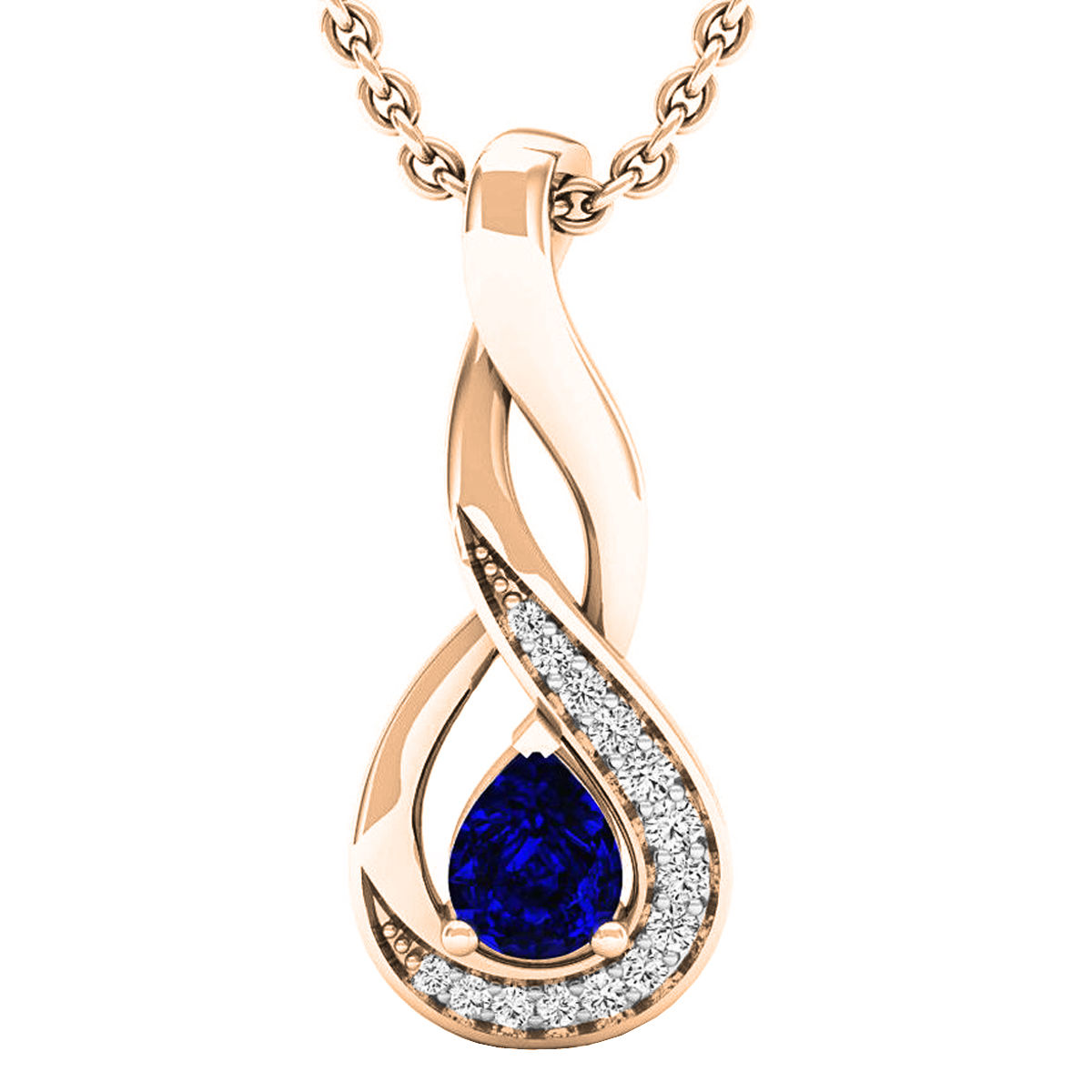 Teardrop Sapphire Necklace Rose Gold | Luo, 18K Yellow Gold