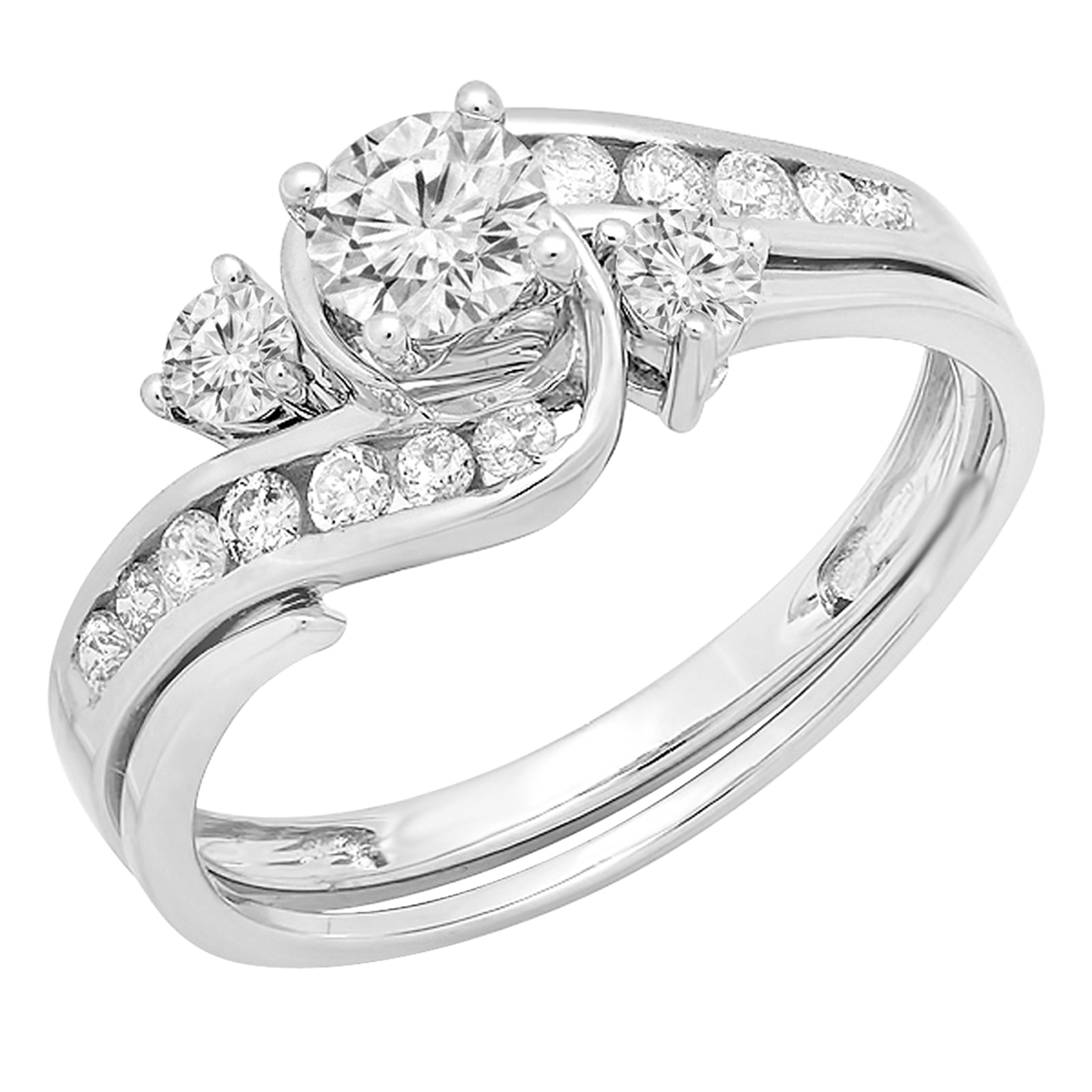 Buy 0.73 Carat (ctw) 14K White Gold Round Diamond Ladies Swirl Engagement Ring  Set 3/4 CT Online at Dazzling Rock