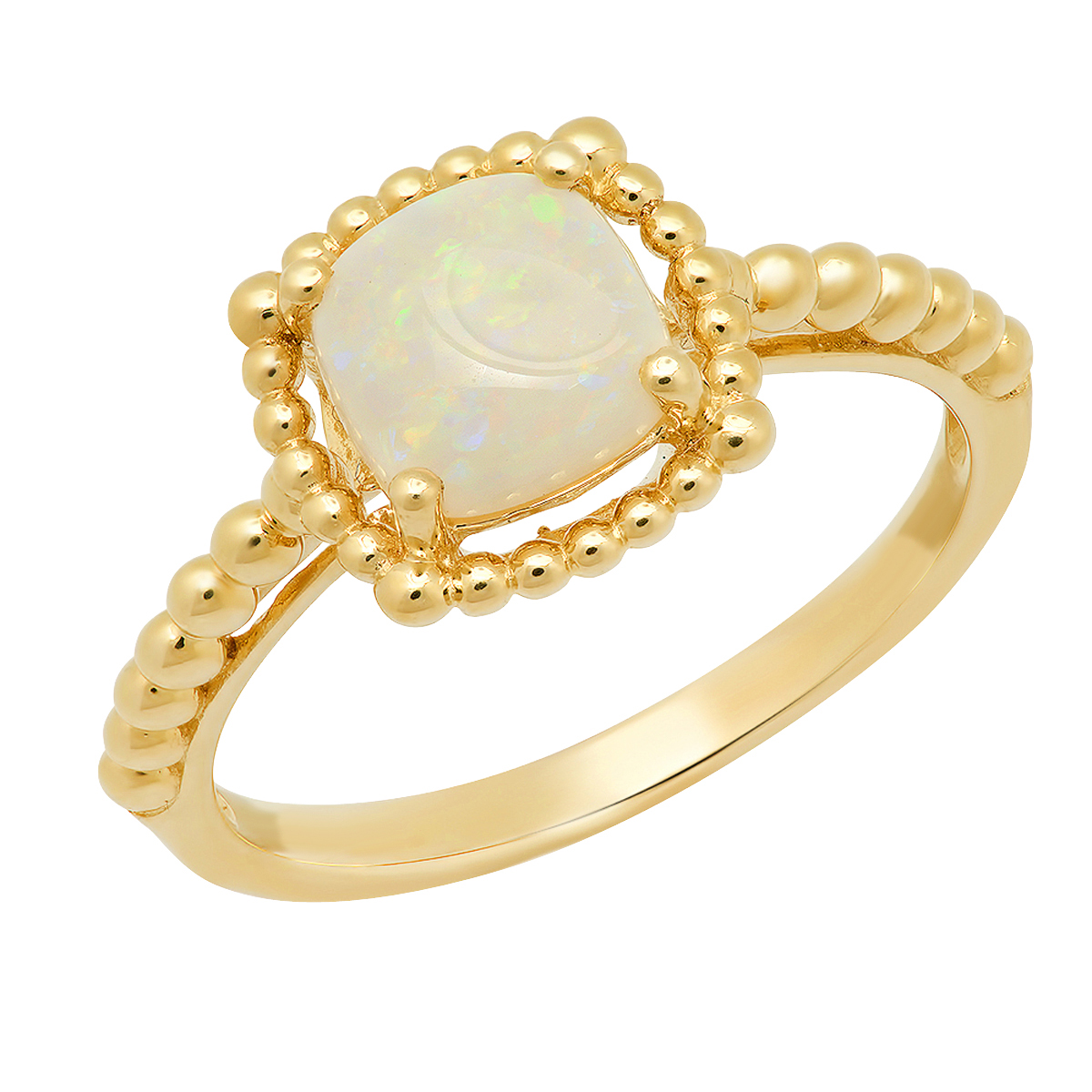 10k Yellow Gold Simulated Opal Diamond Ring Sz 7 selling