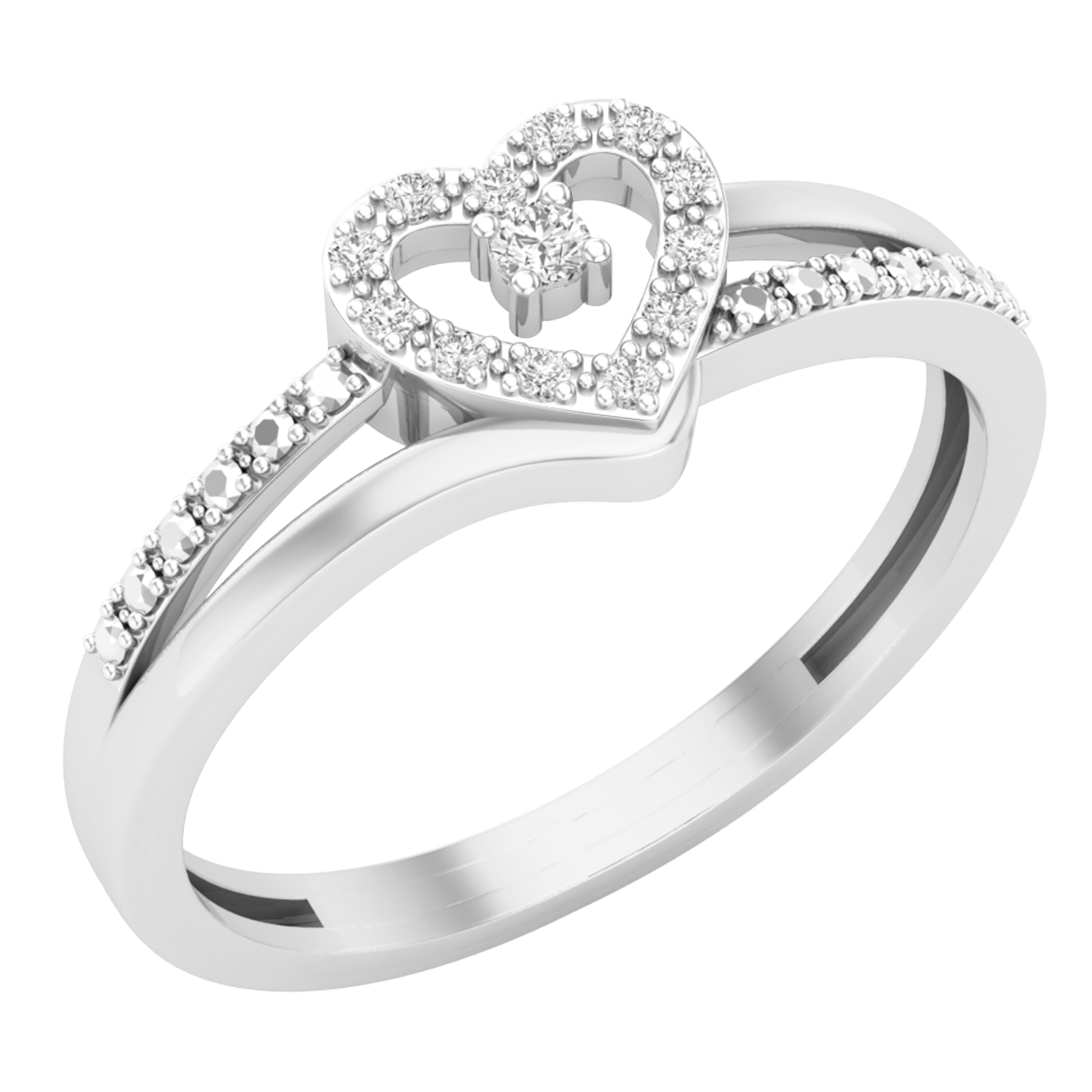 Lady Heart Love Ring in 18k white gold