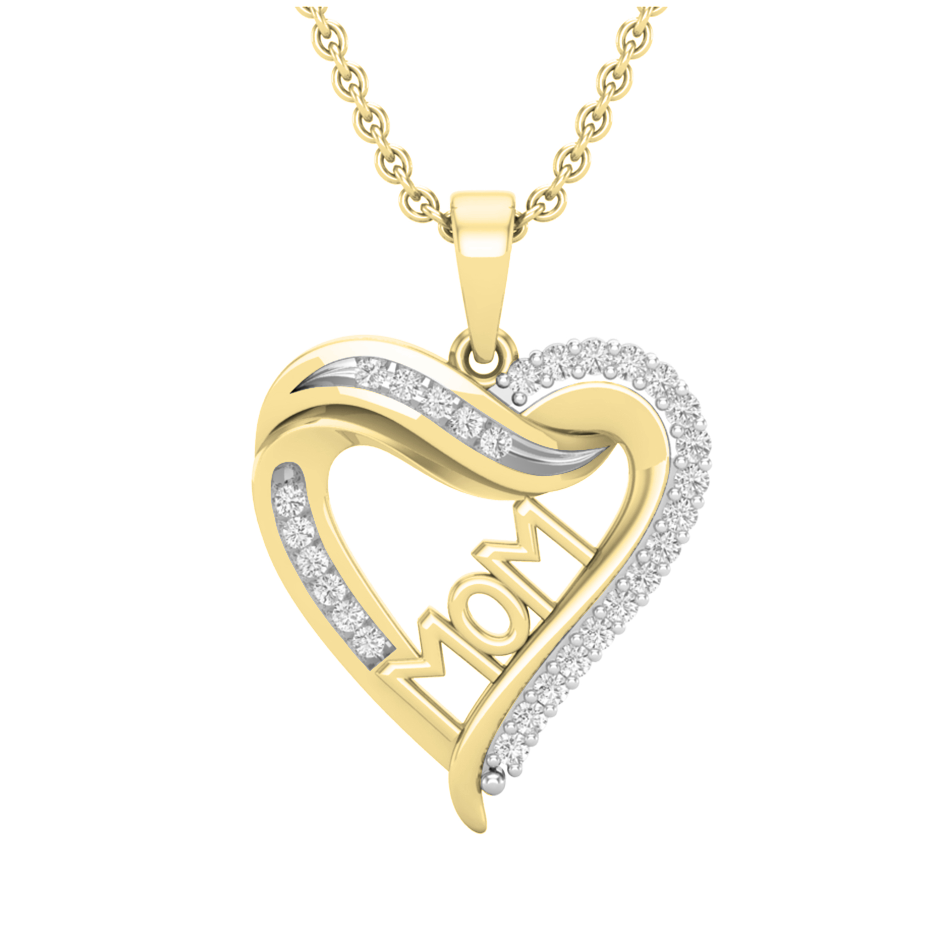 1/4 Ctw Round Diamond Heart Pendant in 10K Yellow Gold with