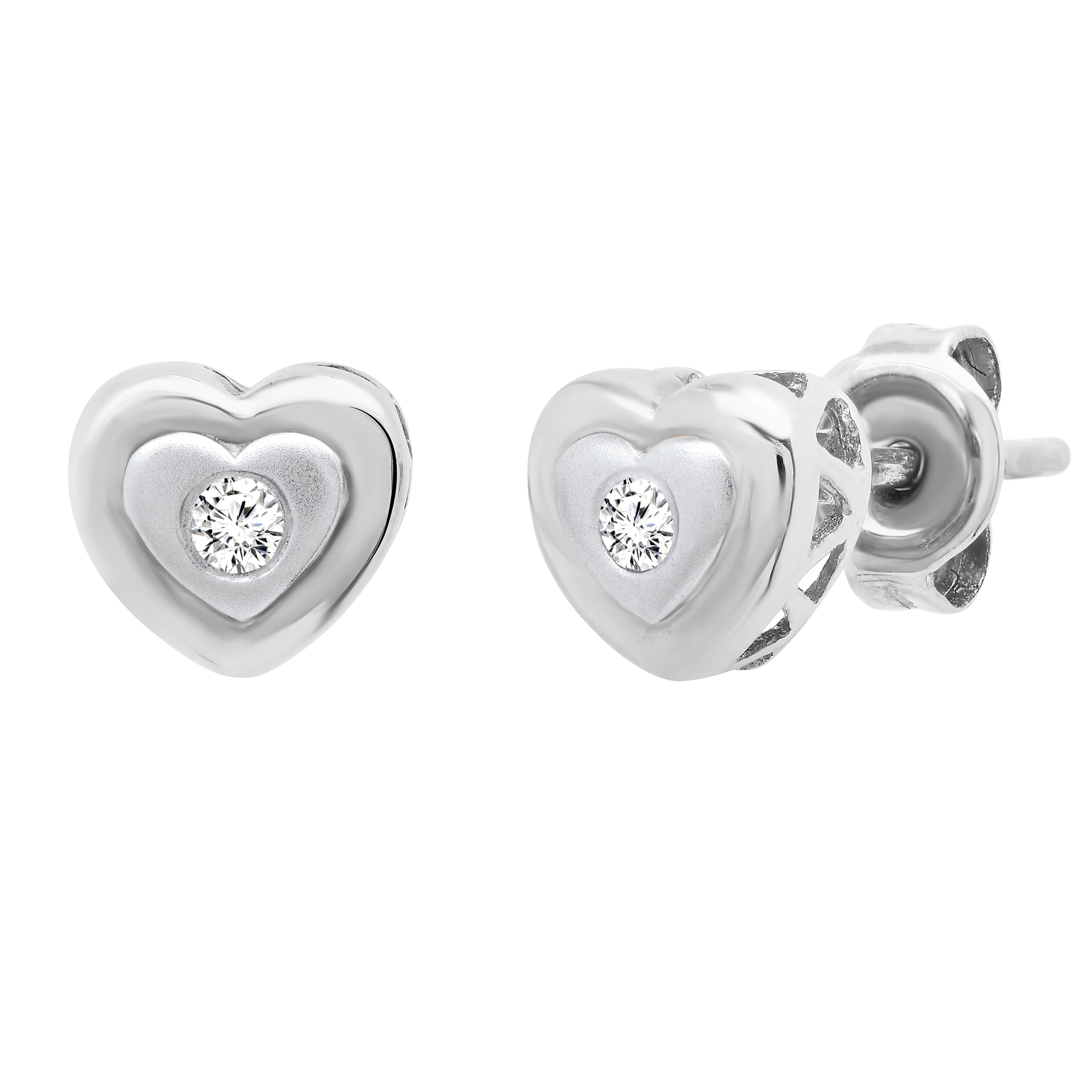 Buy 0.08 Carat (ctw) Round White Diamond Ladies Heart Shaped