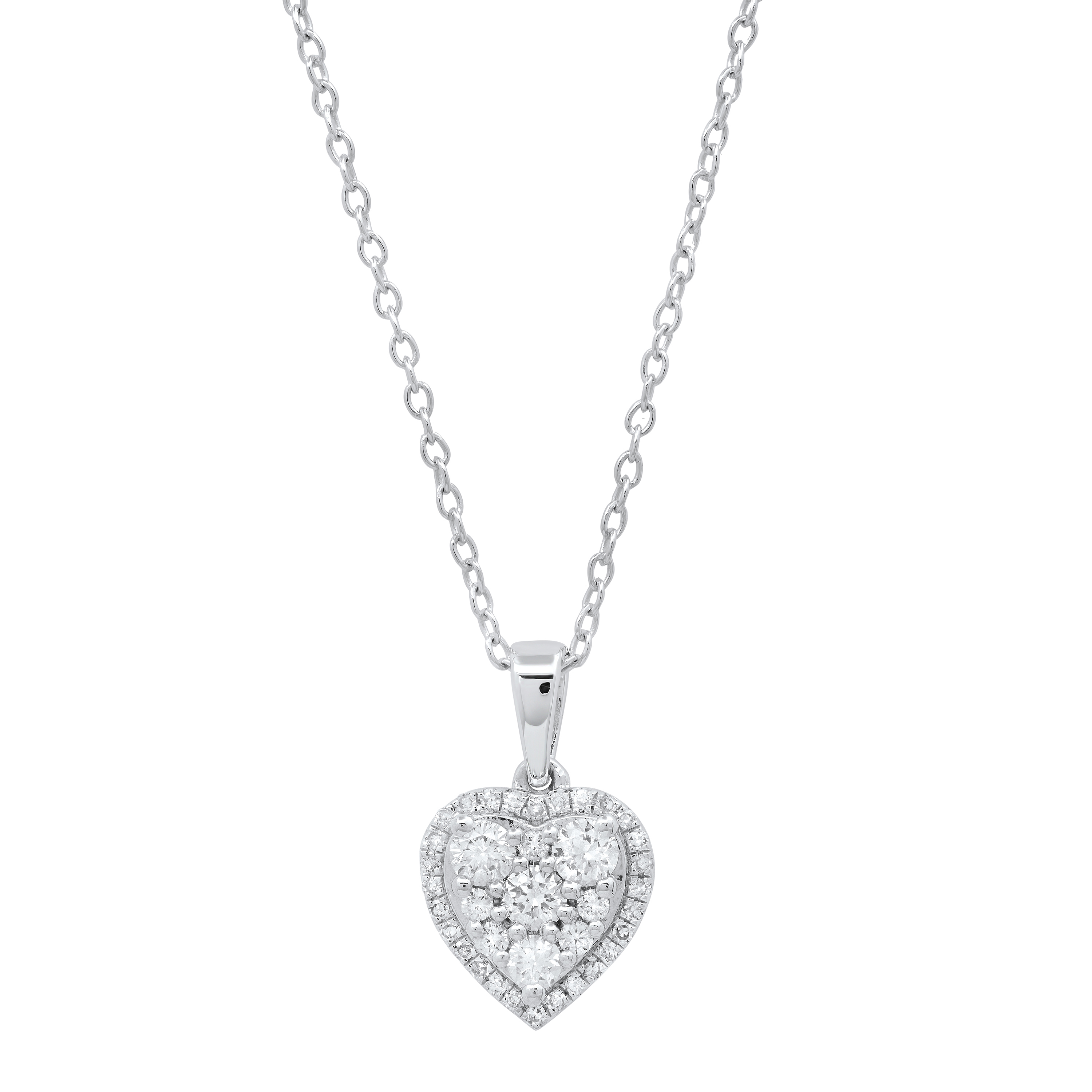 Cluster Diamond Heart Shaped Pendant Necklace In 18K Yellow Gold