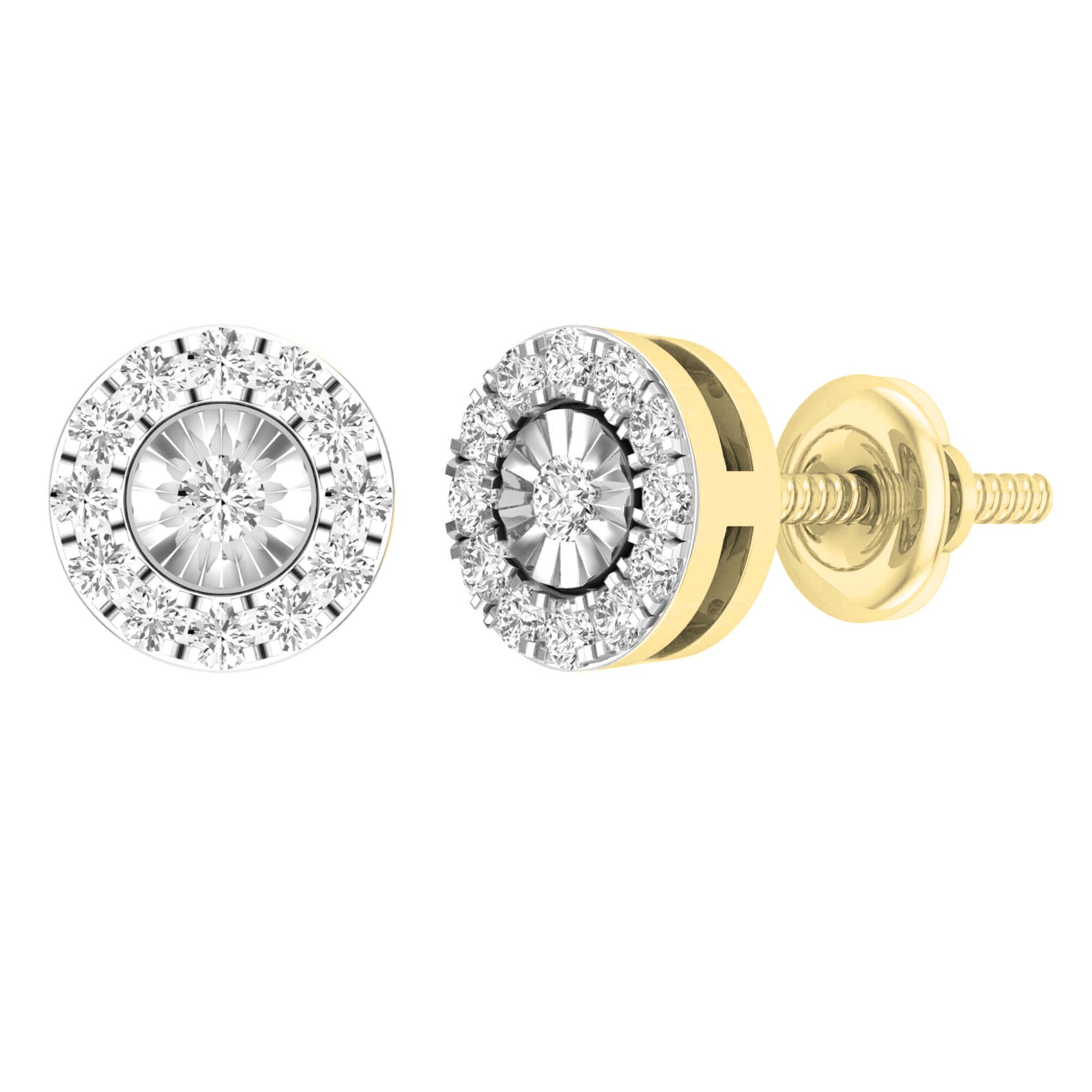 0.25 Carat (ctw) Round White Diamond Ladies Flower Cluster Stud Earrings  1/4 CT 18K Yellow Gold