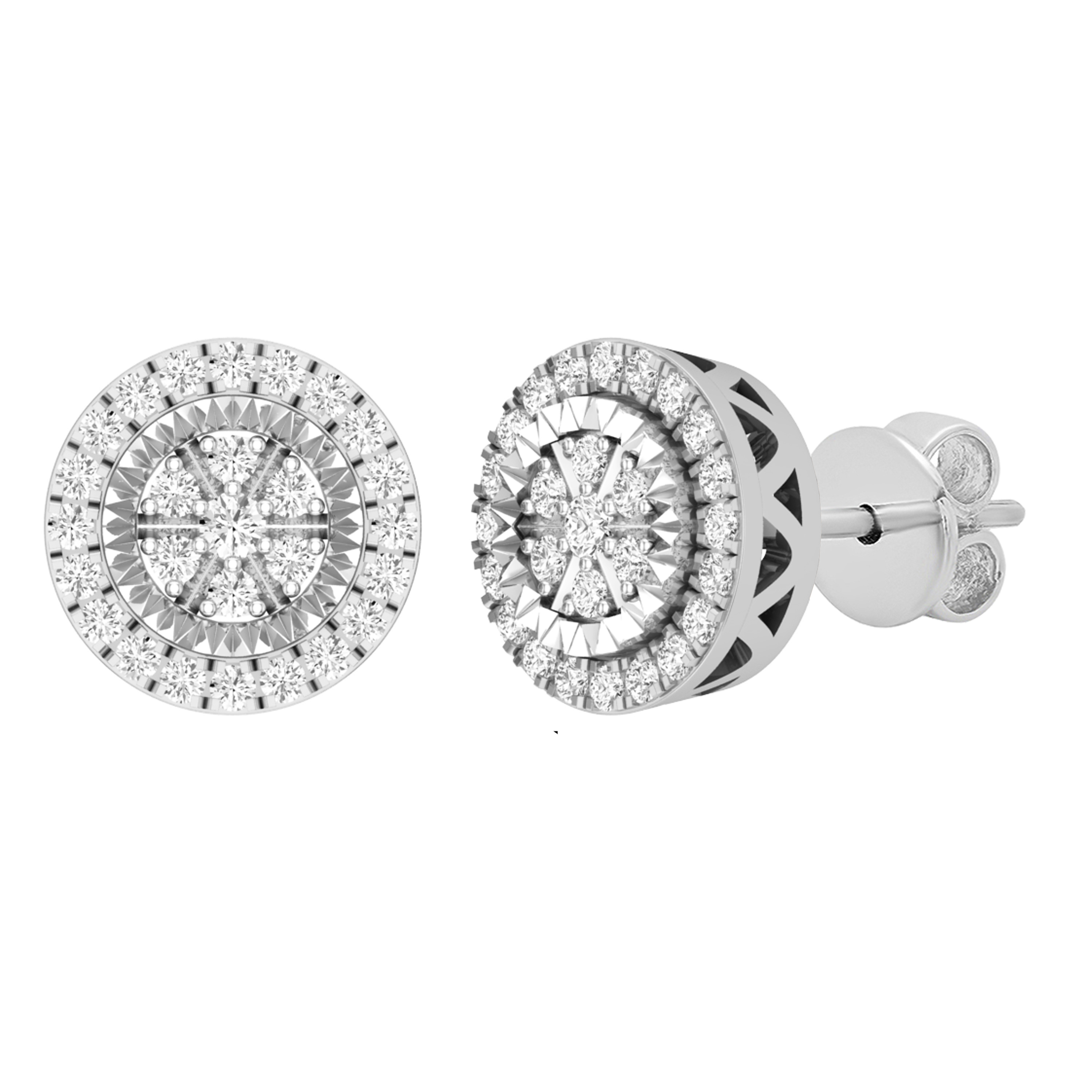 0.25 Carat (ctw) Round White Diamond Ladies Flower Cluster Stud Earrings  1/4 CT 10K White Gold