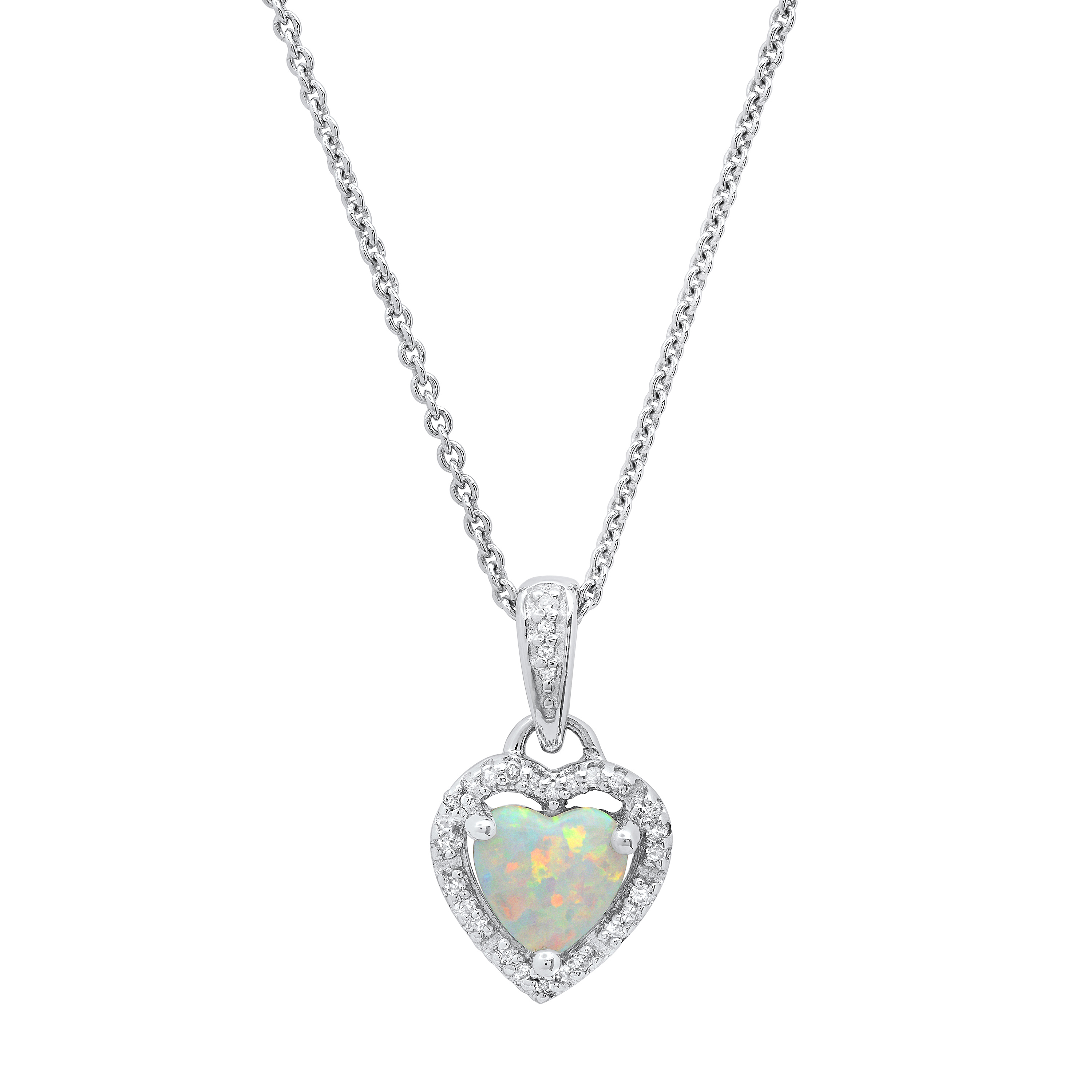 Dazzlingrock Collection 7mm Heart Gemstone & Diamond Halo Pendant On 18" Silver Chain - View #7
