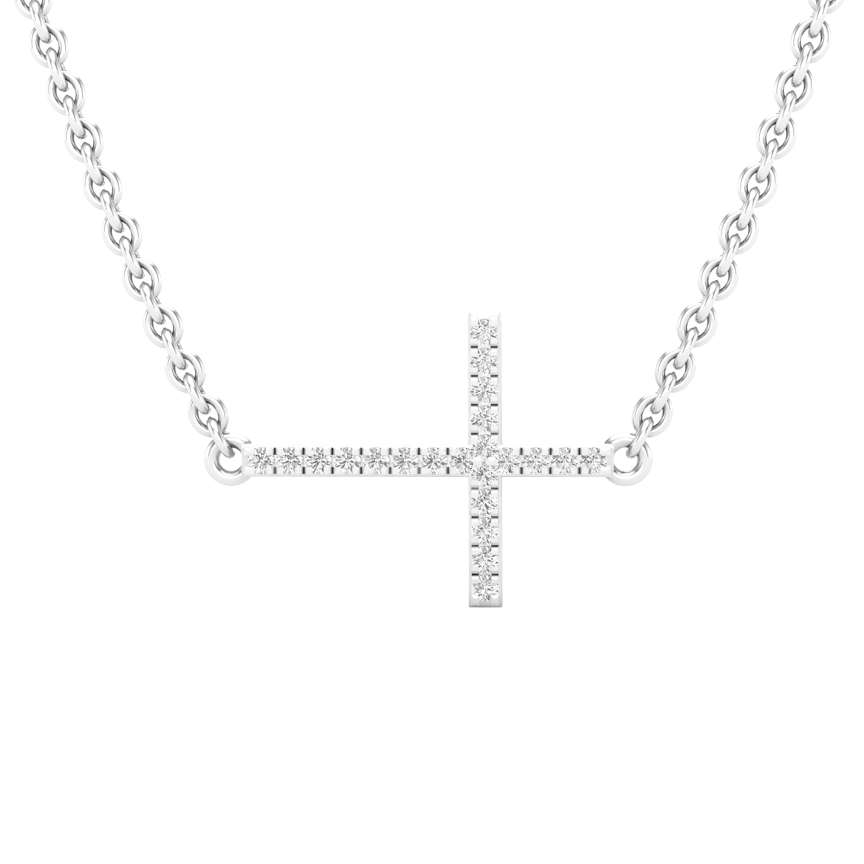 Dazzlingrock Collection 0.07ct Round Diamond Sideways Cross Pendant - 10K Yellow Gold, Silver Chain Included - View #3
