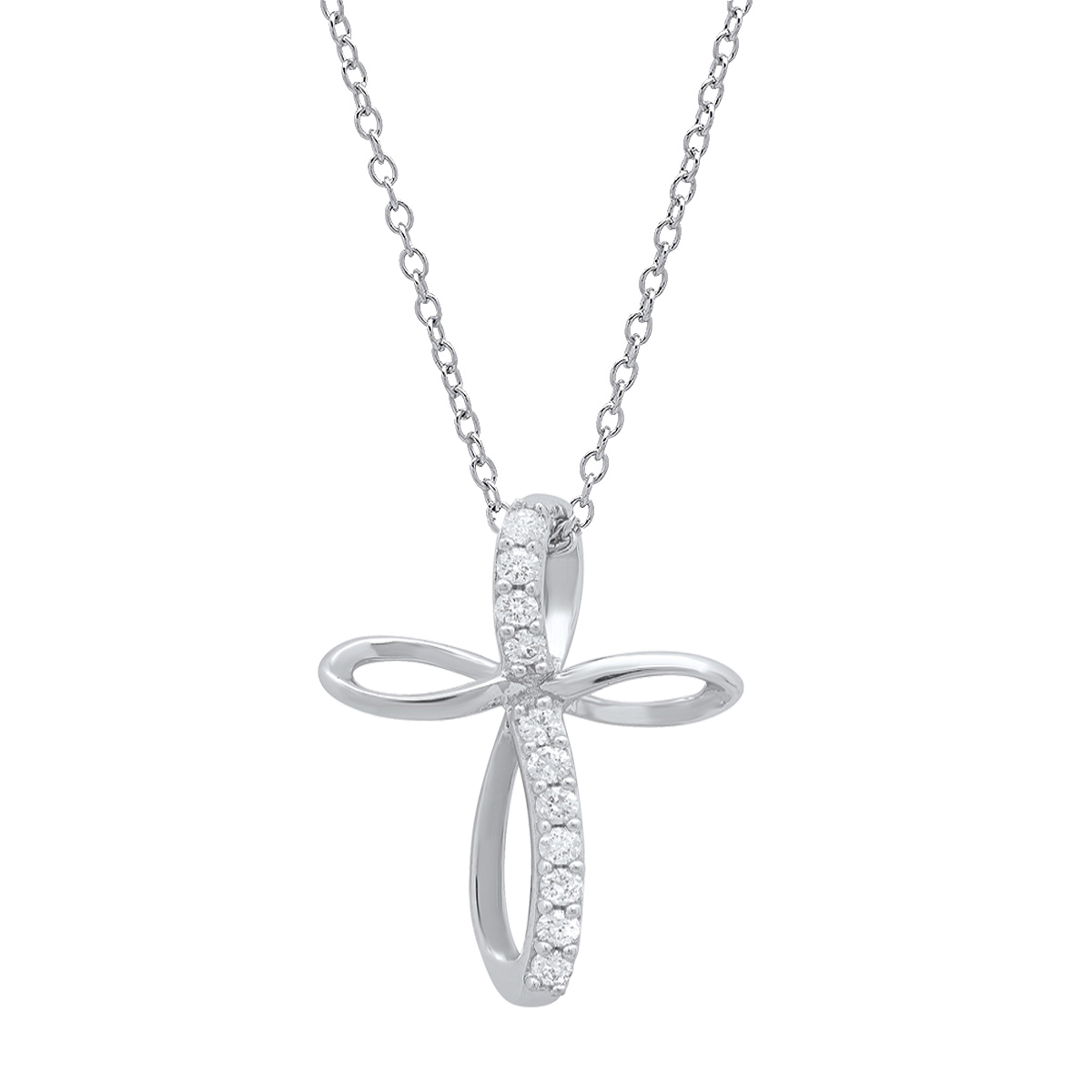 1/10 CT. T.W. Diamond Loop Cross Pendant in Sterling Silver | Zales Outlet