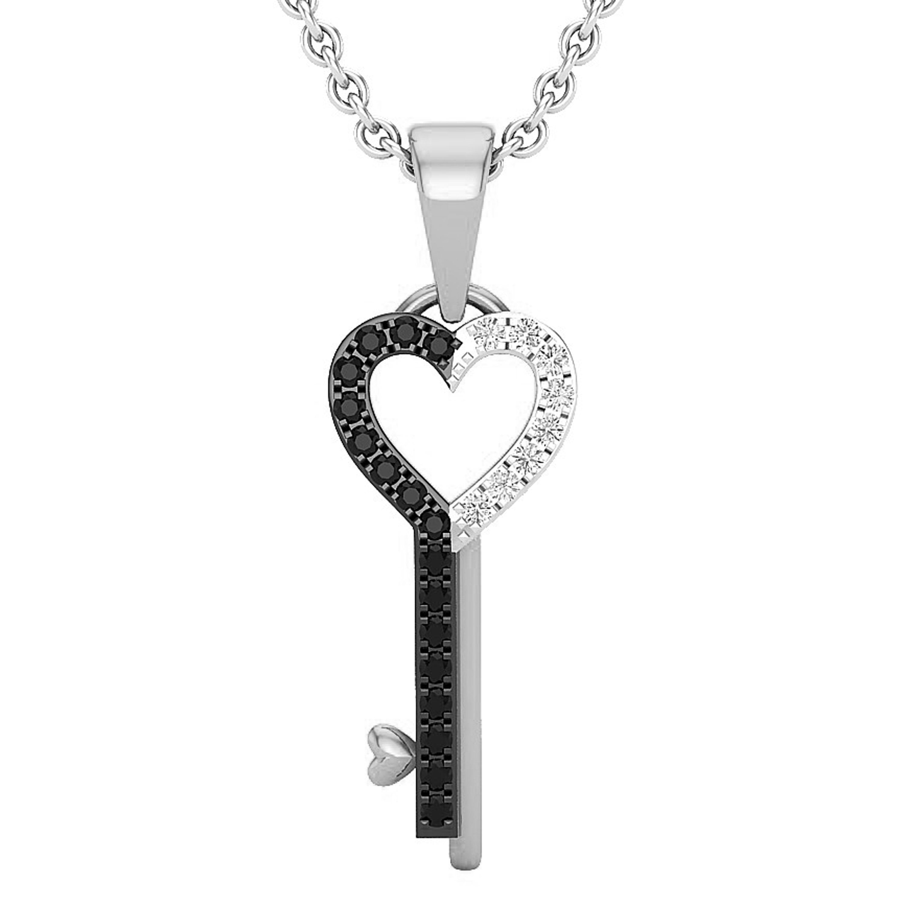 Dazzlingrock Collection 0.20 CT Diamond Double Heart Pendant – Sterling Silver With 18" Chain