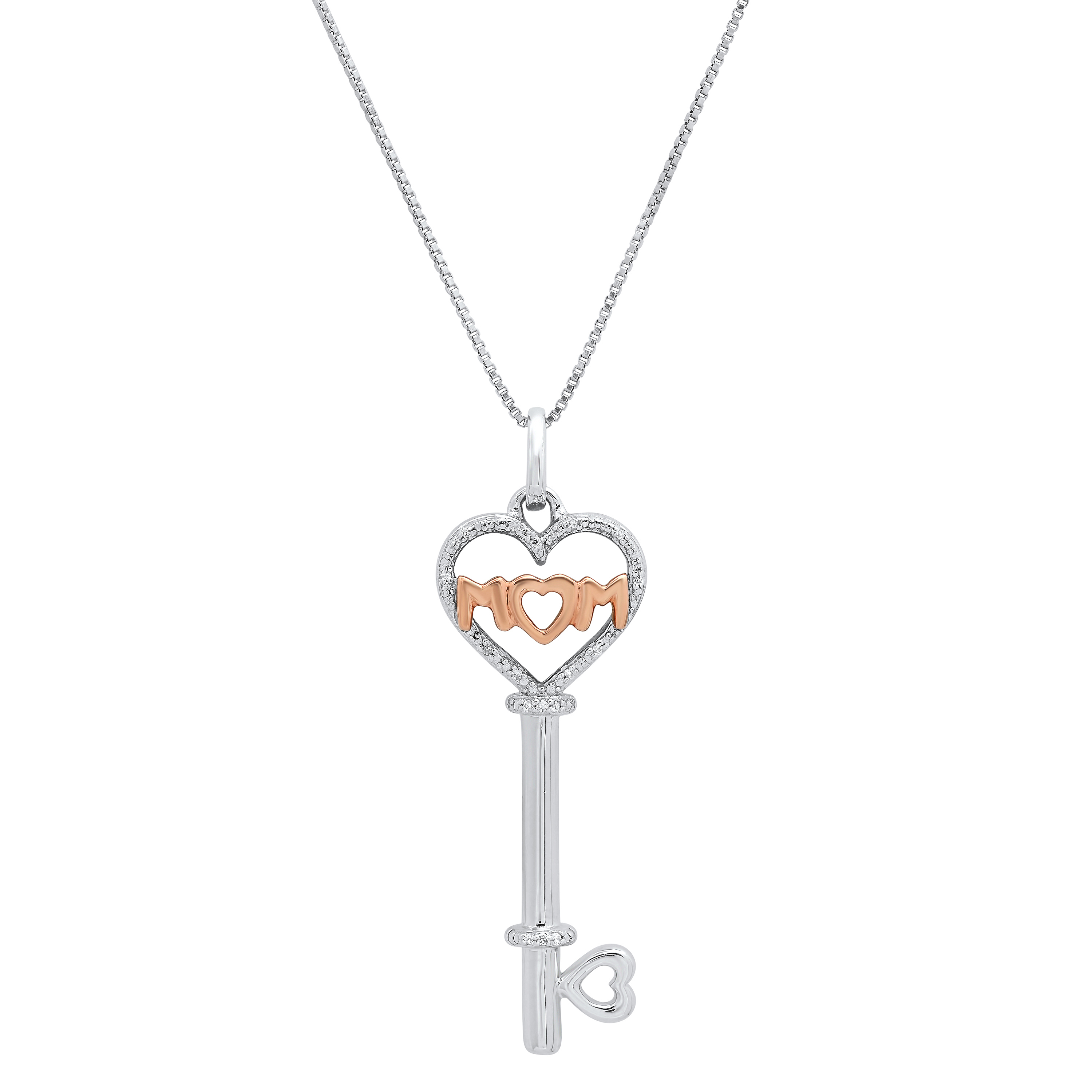 Lovely necklace, Heart, White, Rose gold-tone plated