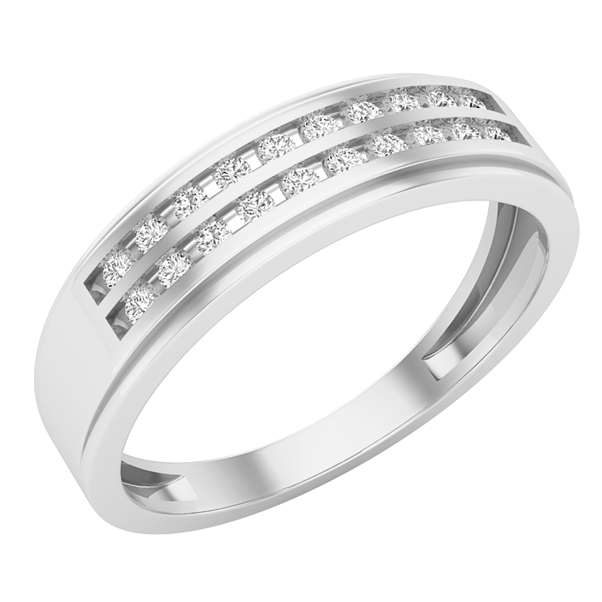 0.25 Carat (ctw) Stunning Double Row Channel Set Men's Wedding Band Ring  925 Sterling Silver