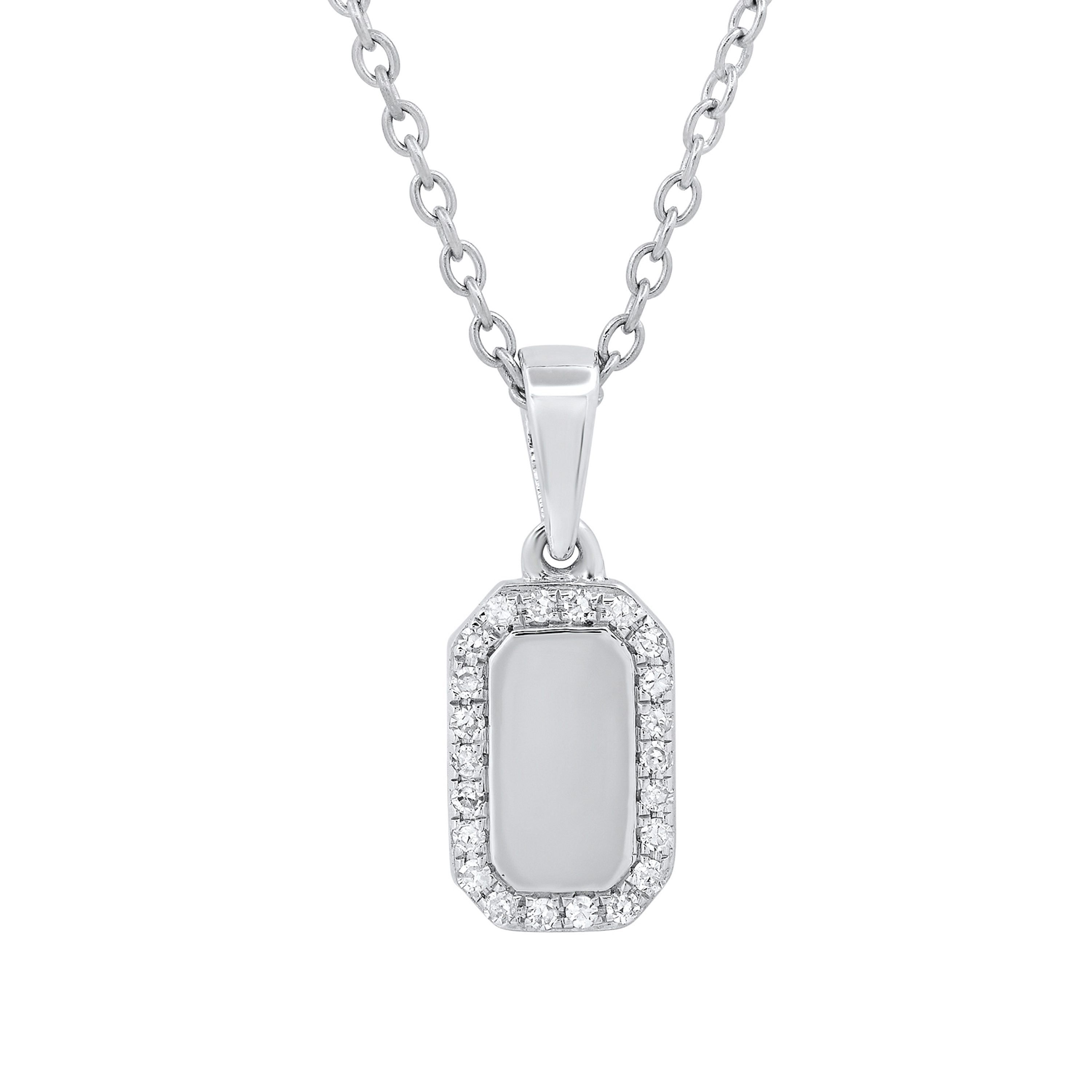 Buy 0.10 Carat (ctw) Round Diamond Tiny Classic Dog Tag Charm